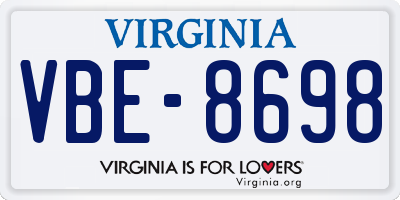 VA license plate VBE8698