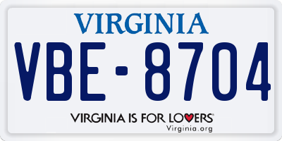 VA license plate VBE8704