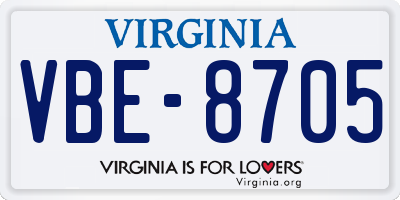 VA license plate VBE8705