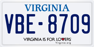 VA license plate VBE8709