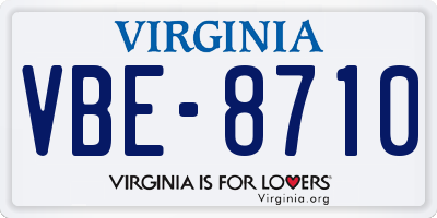 VA license plate VBE8710