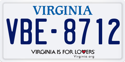 VA license plate VBE8712