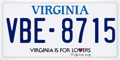 VA license plate VBE8715