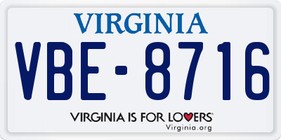 VA license plate VBE8716