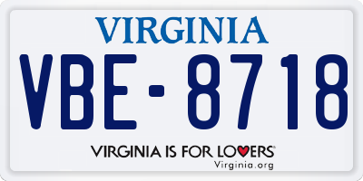 VA license plate VBE8718