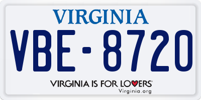 VA license plate VBE8720