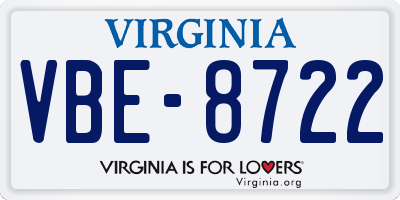 VA license plate VBE8722