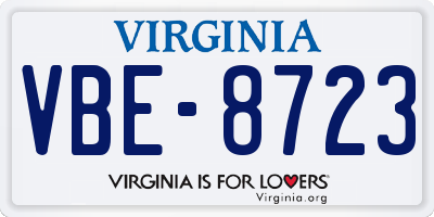 VA license plate VBE8723