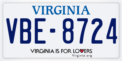 VA license plate VBE8724