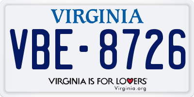 VA license plate VBE8726