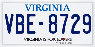 VA license plate VBE8729