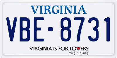 VA license plate VBE8731