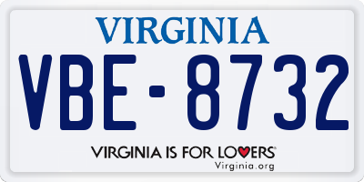 VA license plate VBE8732
