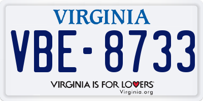 VA license plate VBE8733