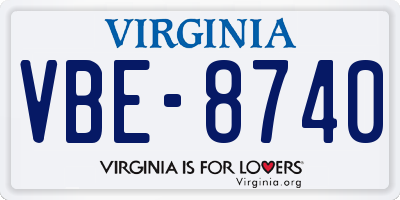 VA license plate VBE8740