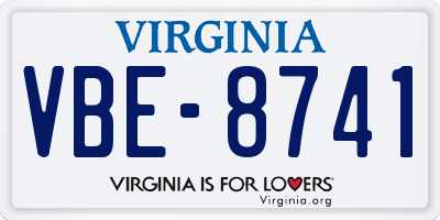 VA license plate VBE8741