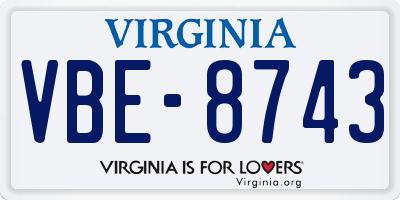 VA license plate VBE8743