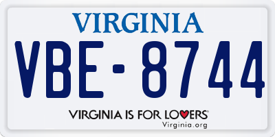 VA license plate VBE8744