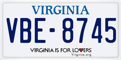 VA license plate VBE8745
