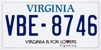 VA license plate VBE8746