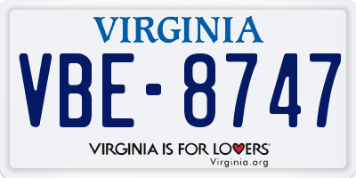 VA license plate VBE8747