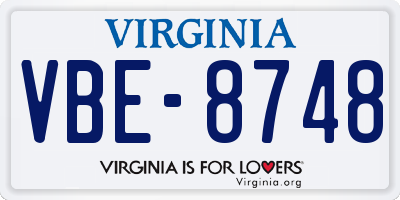 VA license plate VBE8748