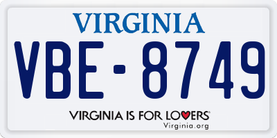 VA license plate VBE8749