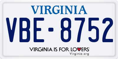 VA license plate VBE8752