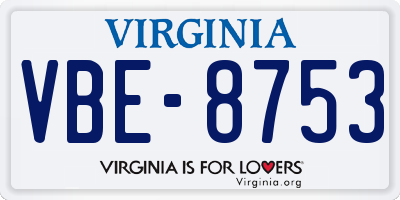 VA license plate VBE8753