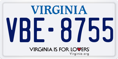VA license plate VBE8755