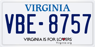 VA license plate VBE8757