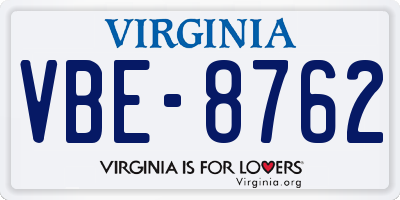 VA license plate VBE8762