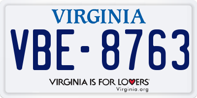 VA license plate VBE8763