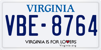 VA license plate VBE8764