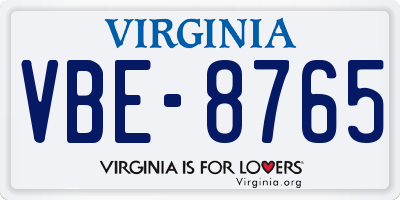 VA license plate VBE8765