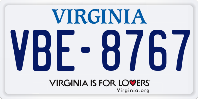 VA license plate VBE8767