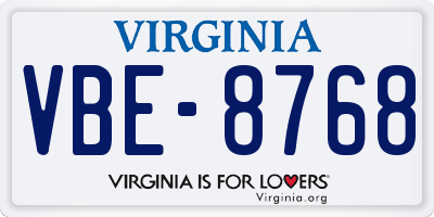 VA license plate VBE8768