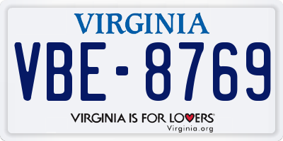 VA license plate VBE8769