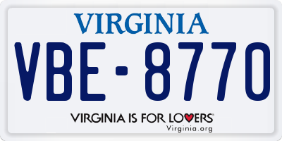 VA license plate VBE8770