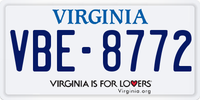 VA license plate VBE8772