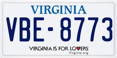VA license plate VBE8773