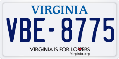 VA license plate VBE8775