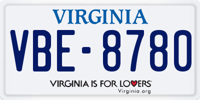 VA license plate VBE8780