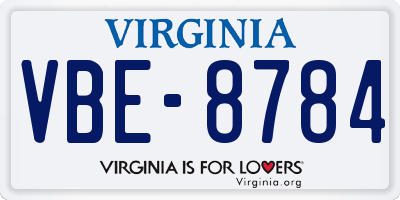 VA license plate VBE8784