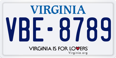 VA license plate VBE8789