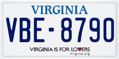 VA license plate VBE8790