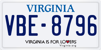 VA license plate VBE8796