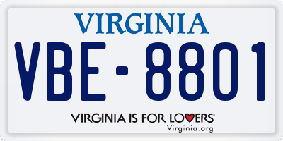 VA license plate VBE8801