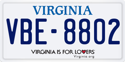 VA license plate VBE8802