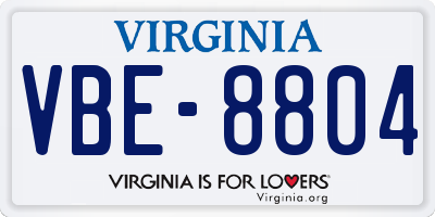 VA license plate VBE8804